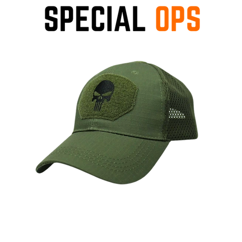 Tactical Recon Cap - Olive Green/Punisher